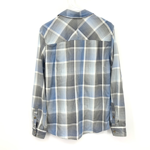 LL Bean Men Size Small Shirt Button Down Top Blue Gray Checkered Plaid Flannel - Picture 4 of 7